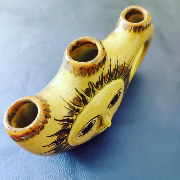 Carlos Villanueva hand painted pottery candleholder, with a figural sunburst - Picture 3 of 6